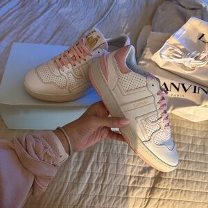 Lanvin Women's Pink and Cream Sneakers